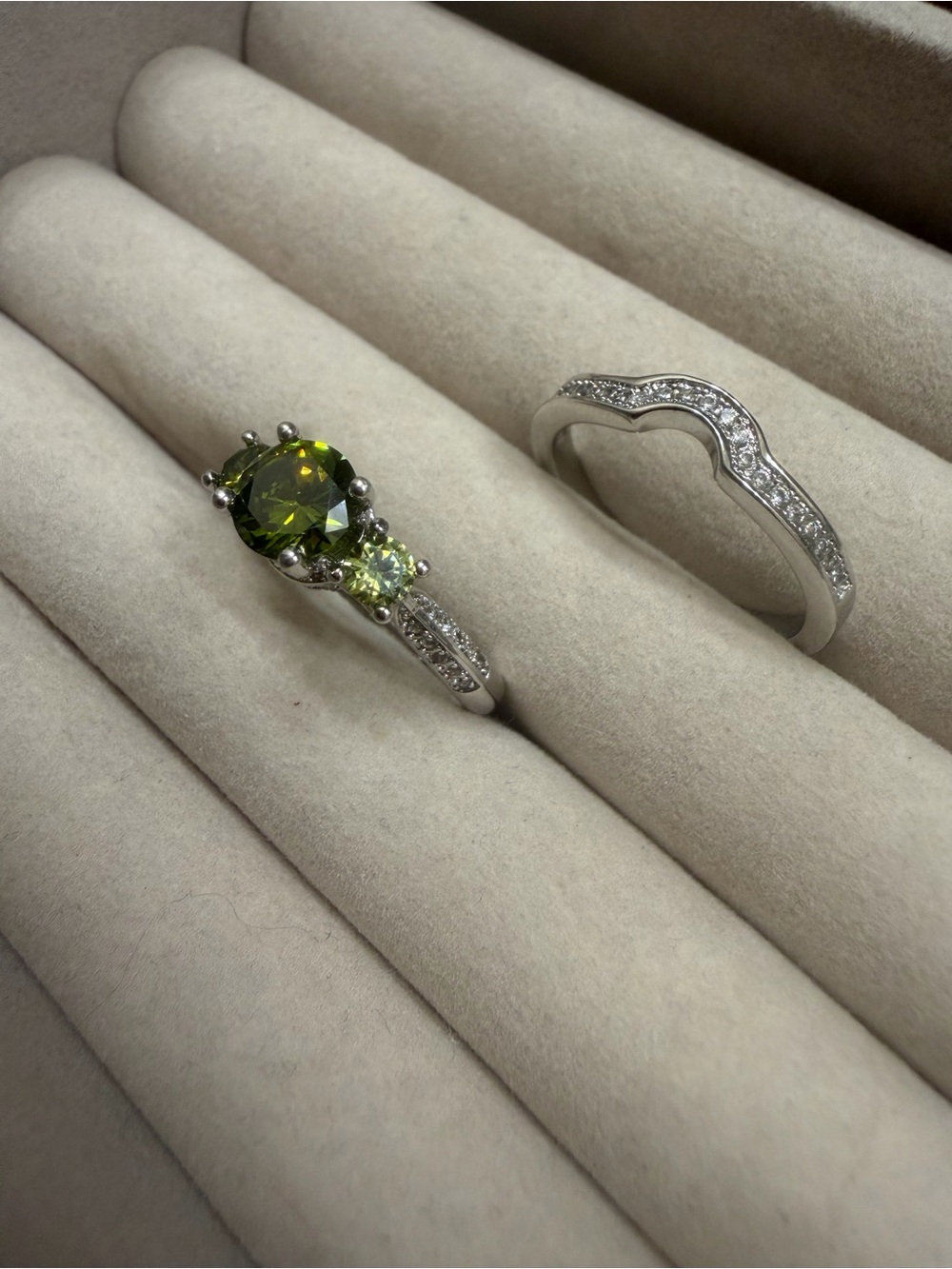 Sterling Silver Peridot Three-Stone Ring - Picture 2 of 14